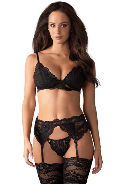Obsessive 810-SEG-1 3 pcs Set Black S/M Sexiga underkläder