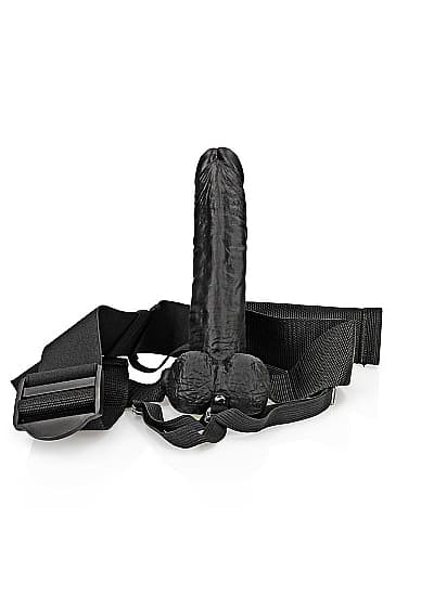 Hollow Strap-on with Balls 18 cm - Svart