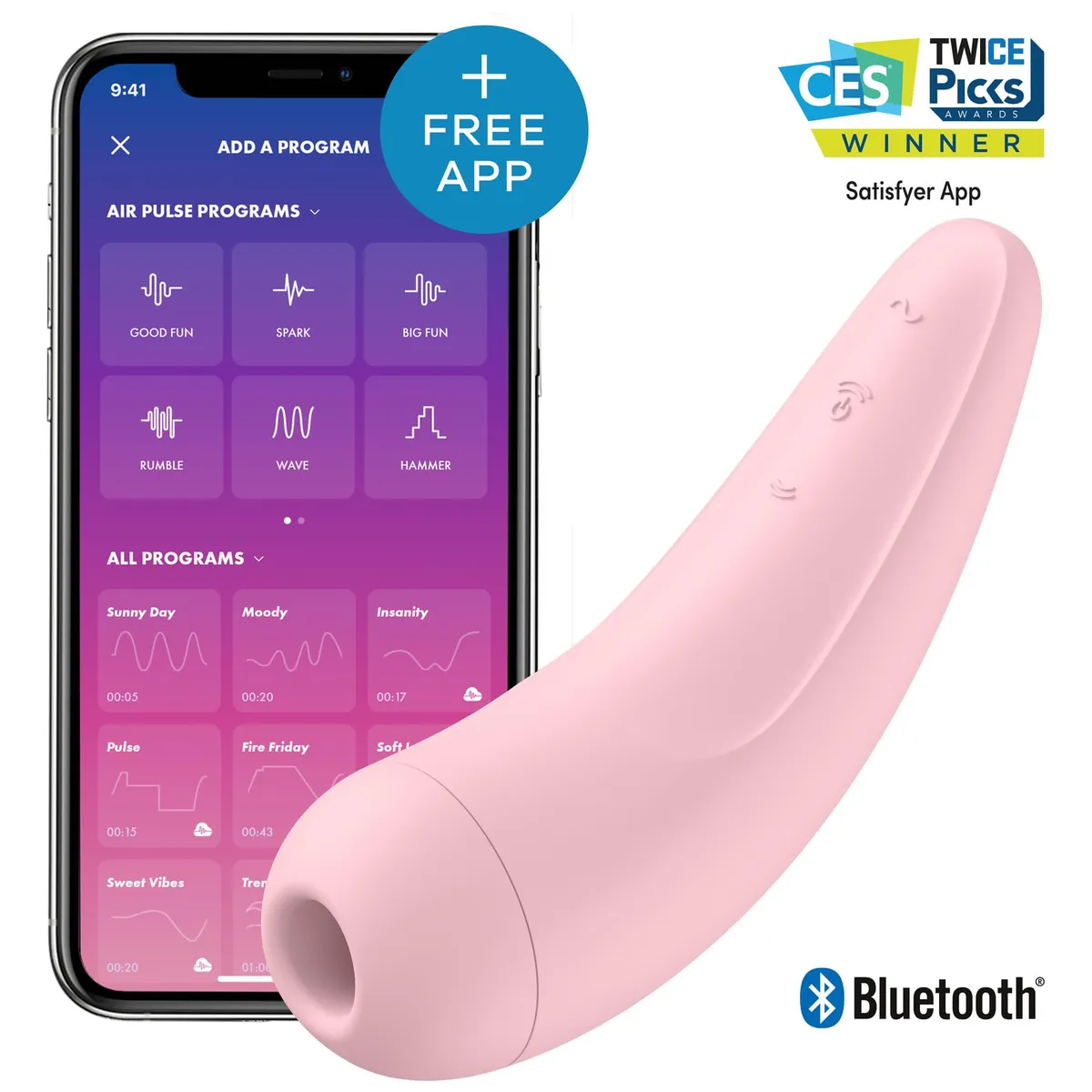 Satisfyer Curvy 2+ Pink Appstyrd klitorisstimulator