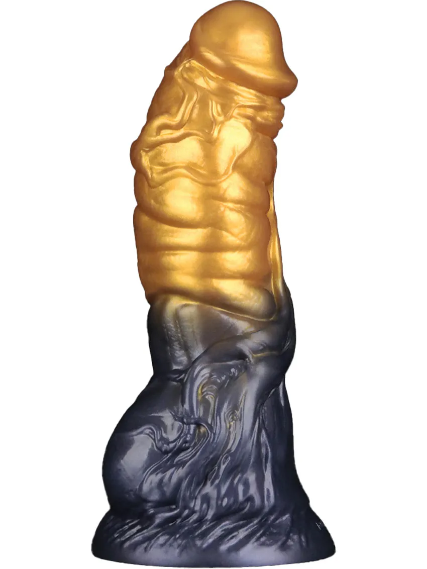 LoveToy: Aerosx, Dual Density Inflatable Dildo, 19 cm, guld/svart