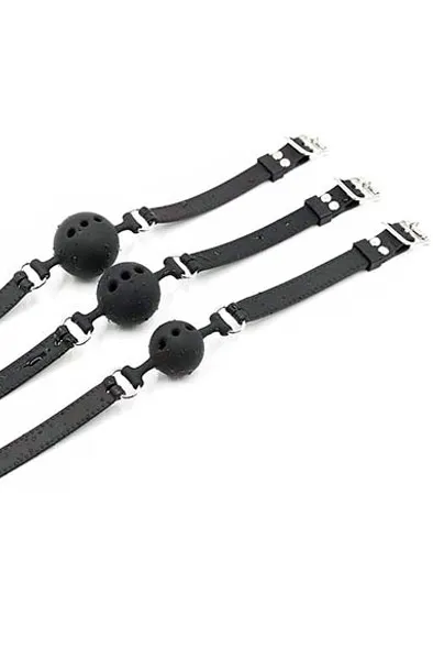 Set Of Silicone Gag Balls 3-pcs Black Gagball