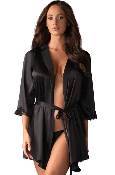 Obsessive Satinia Robe With Thong L/XL Sexiga underkläder