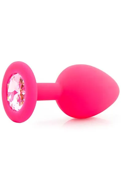 Silicone Plug With Gem Medium Pink Analplugg