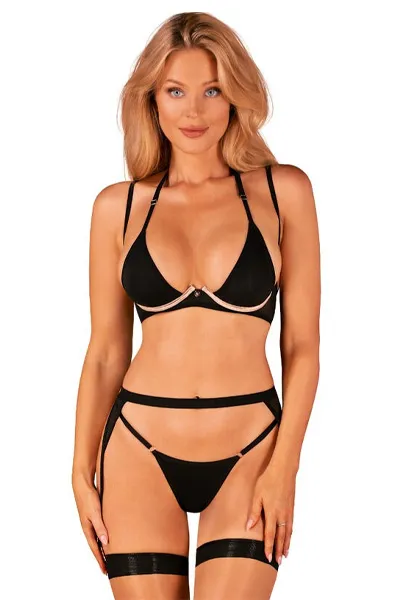 Obsessive Selinne 3-pcs Set Black M/L BH & BH-set
