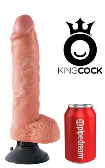Vibrerande Dildo med Pung 20 cm - Ljus Hudfärg