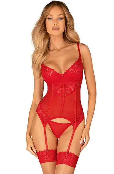 Obsessive Ingridia Corset & Thong XL/XXL Korsett med stringtrosa