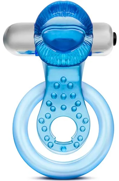 Stay Hard Tongue Blue C-ring Penisring med vibrator