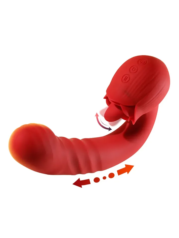 Rose Thrusting Vibrator Rabbitvibrator med roterande tunga