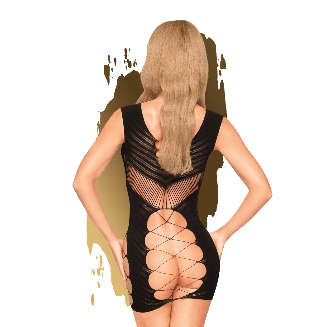 Flame On The Rock - Mini Dress with Criss Criss Details - Black