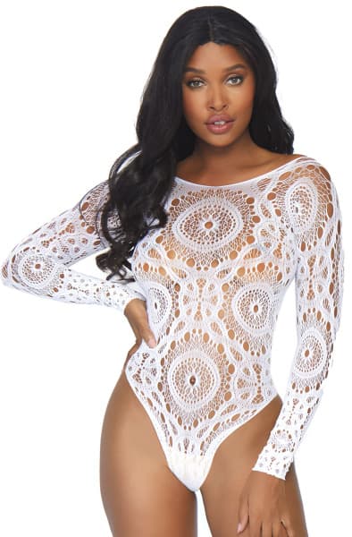 Leg Avenue Crochet Lace Snap Crotch Teddy S/M Teddy