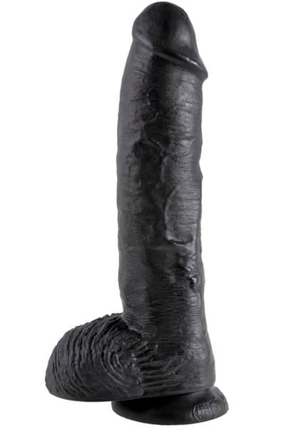 Dildo med Pung 27 cm - Svart