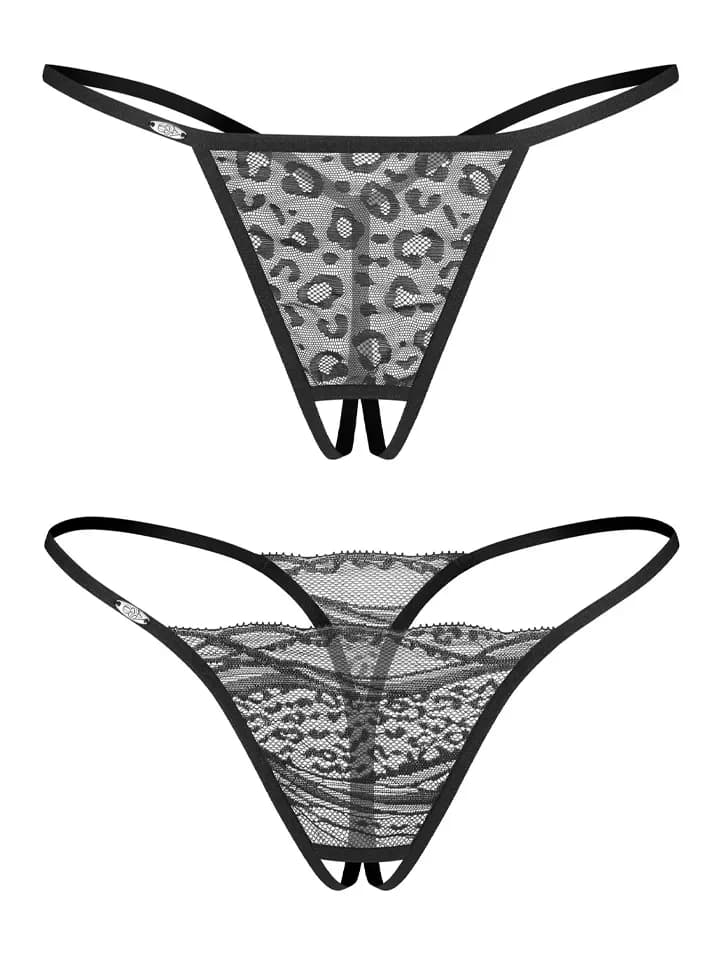 Obsessive Bianca Crotchless Thong 2-pack L/XL Trosor med öppen gren