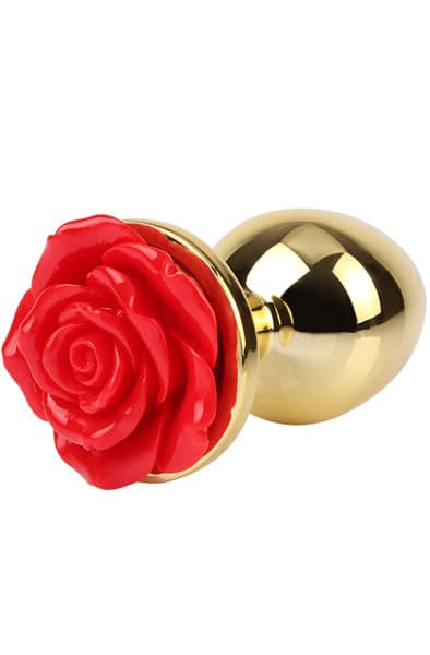 Showy Rose Anal Plug Medium Gold/Red