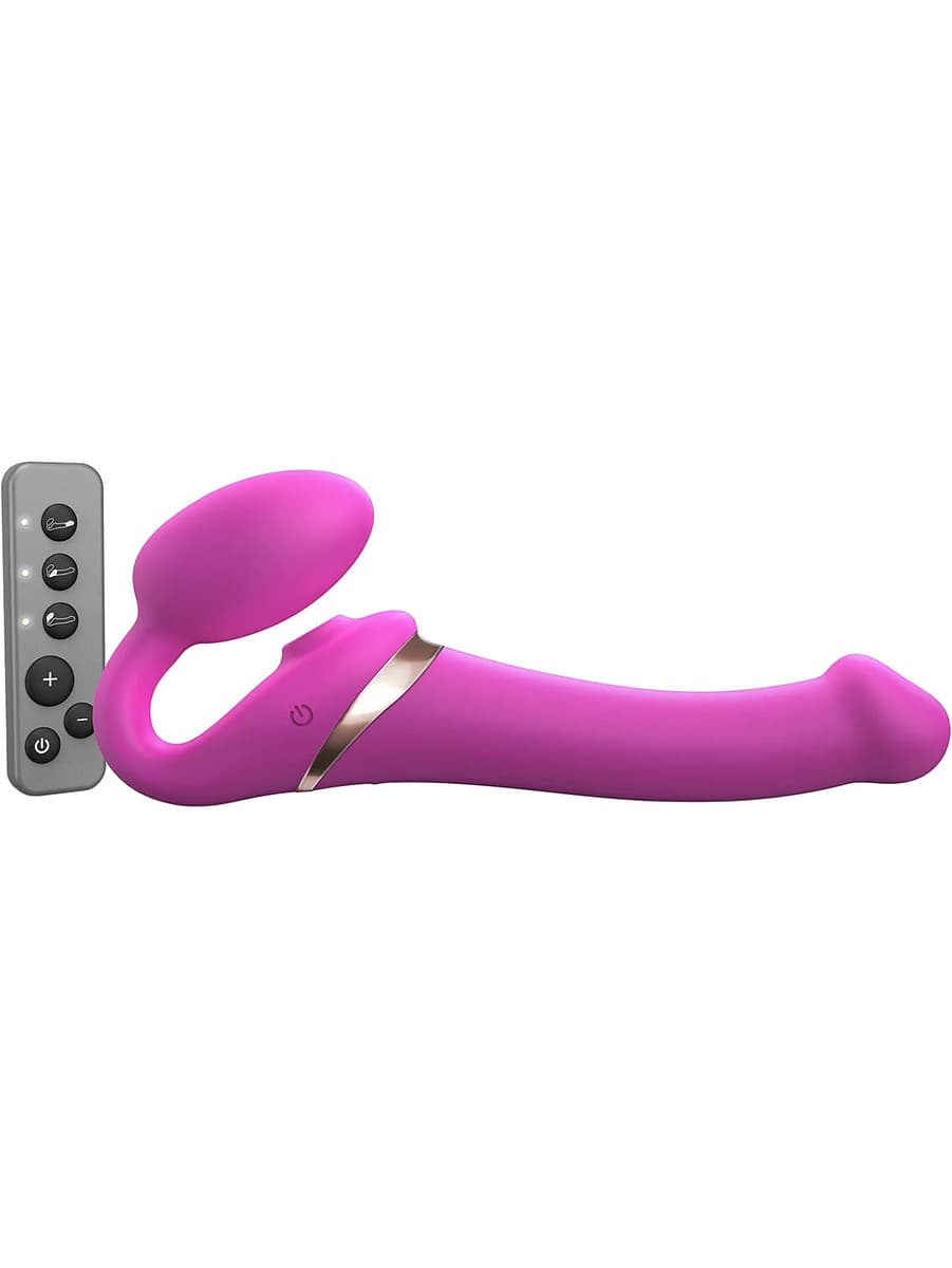 MULTI ORGASM BENDABLE STRAP-ON - M - FUCHSIA