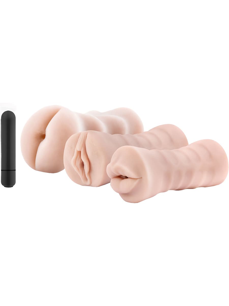 Blush: M for Men, Vibrating Stroker Sleeve Kit, 3-pack
