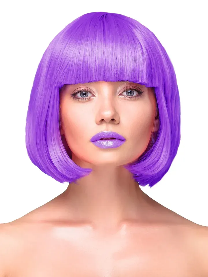 Party Wig Short Straight Hair Purple