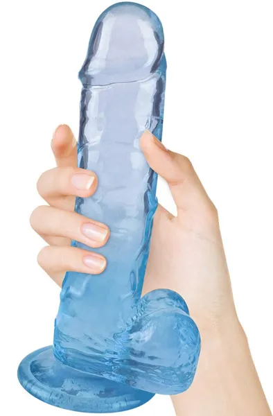 Crystal Pleasures Dual Color Blue 18 cm Dildo med sugpropp
