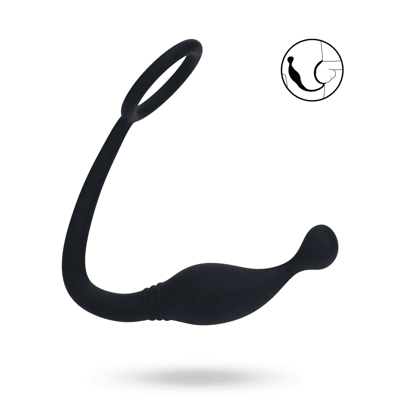 Silicone Cockring with Prostate Stimulator - S - Black