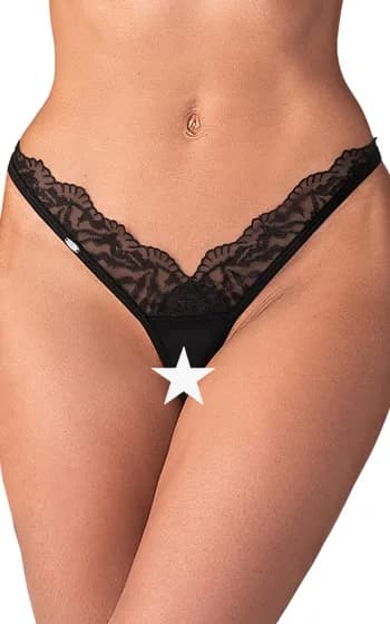 Obsessive Arrowel Crotchless Thong Black S/M Trosa med öppen gren