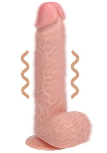 Vibrating Regular Straight Cock with Balls 23 cm - Flesh