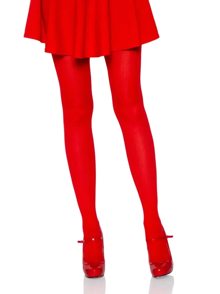 Nylon Opaque Pantyhose Red O/S Strumpbyxor