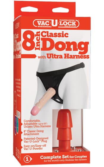 Vac-U-Lock 20cm Klassisk Dong med Ultra Harness