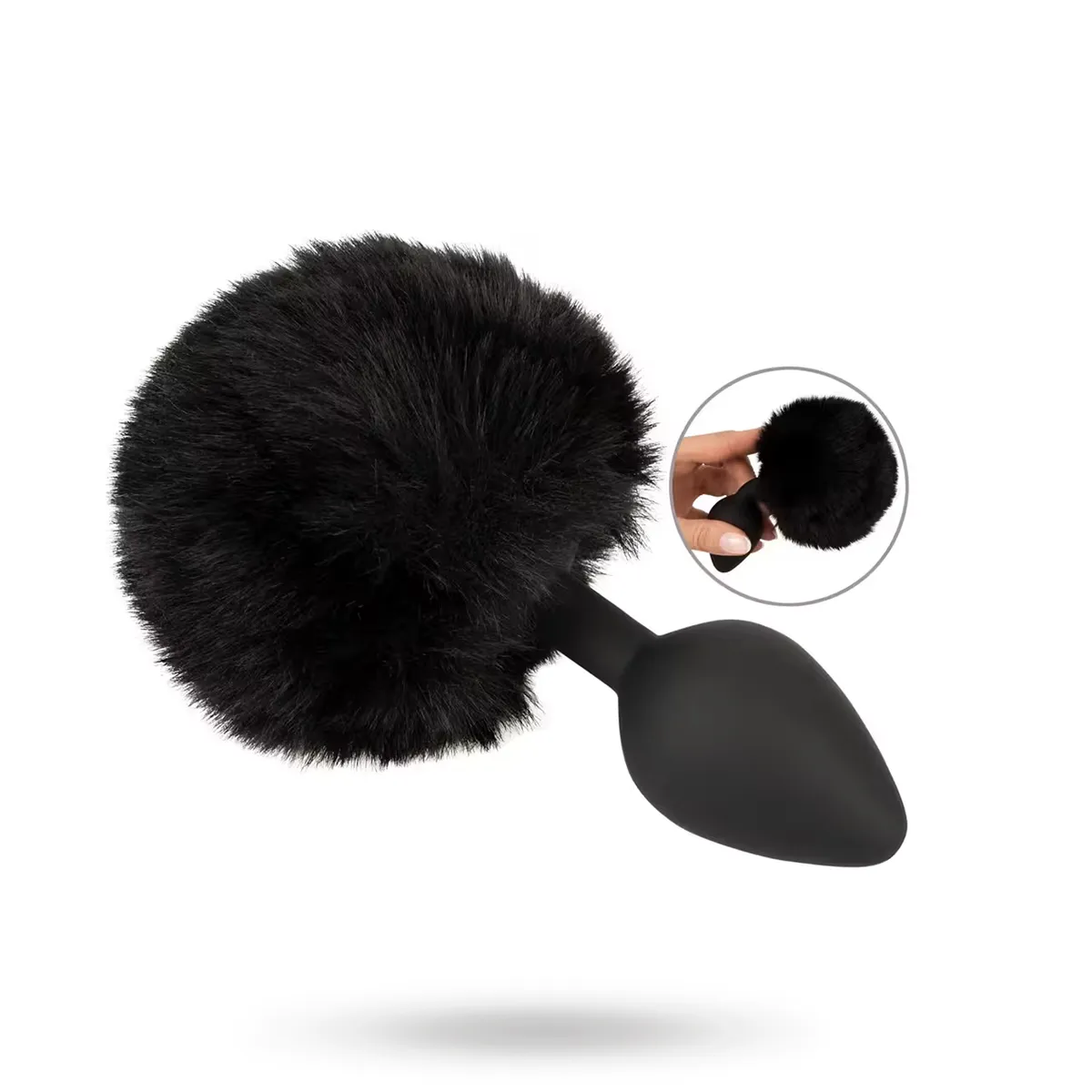 You2Toys: Fluffy Bunny Tail Butt Plug, medium, svart