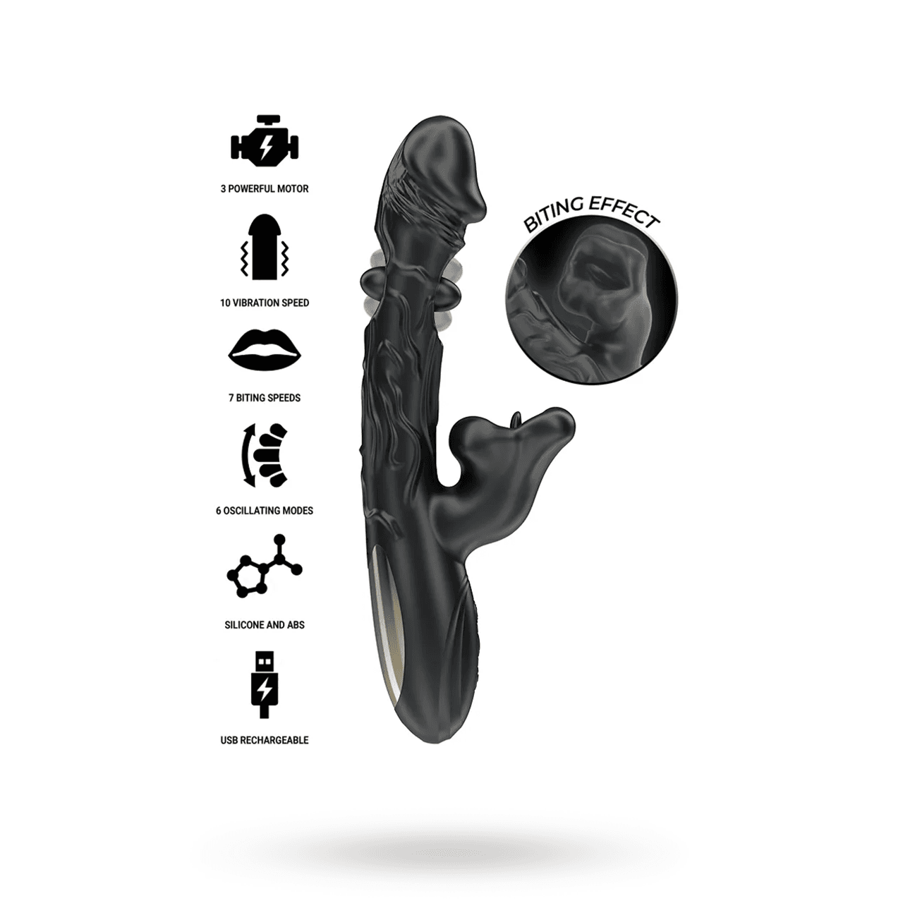 Vibrator & Clitoris Stimulator With Biting & Rotation