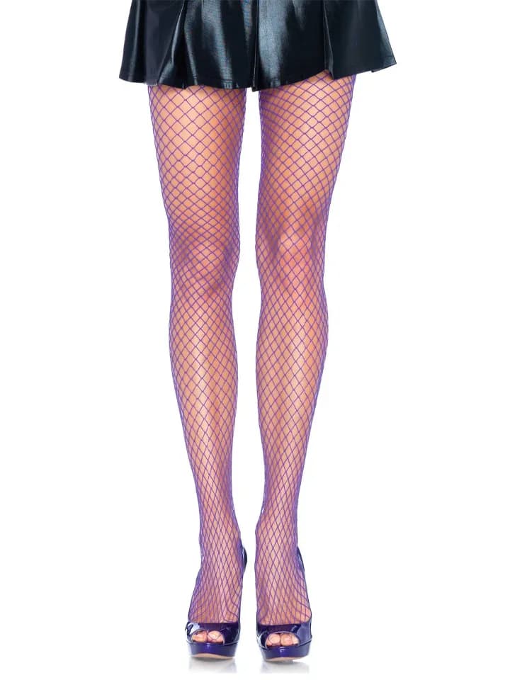 Elastane Industrial Fishnet Pantyhose Purple