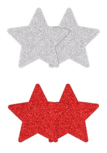 Star Nipple Covers Red/Silver 2 pair