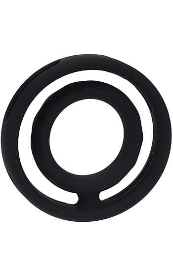 Classic Grooved Silicone Cock and Ball Ring - Black