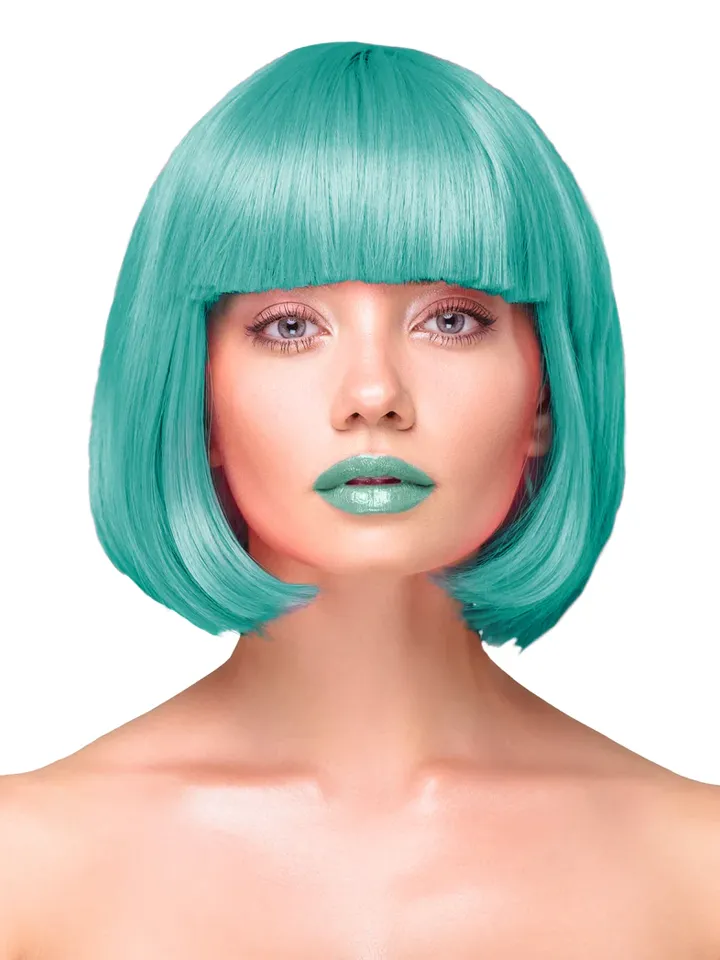 Party Wig Short Straight Hair Turquoise