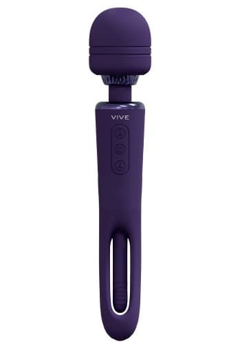 Kiku - Rechargeable Double Ended Wand with Innovative G-Spot Flapping Stimulator - Lila