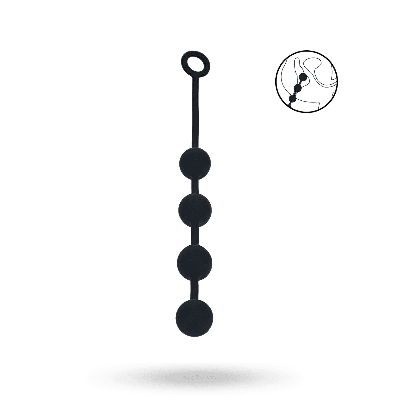 Round Silicone Anal Balls - L - 40mm - Black