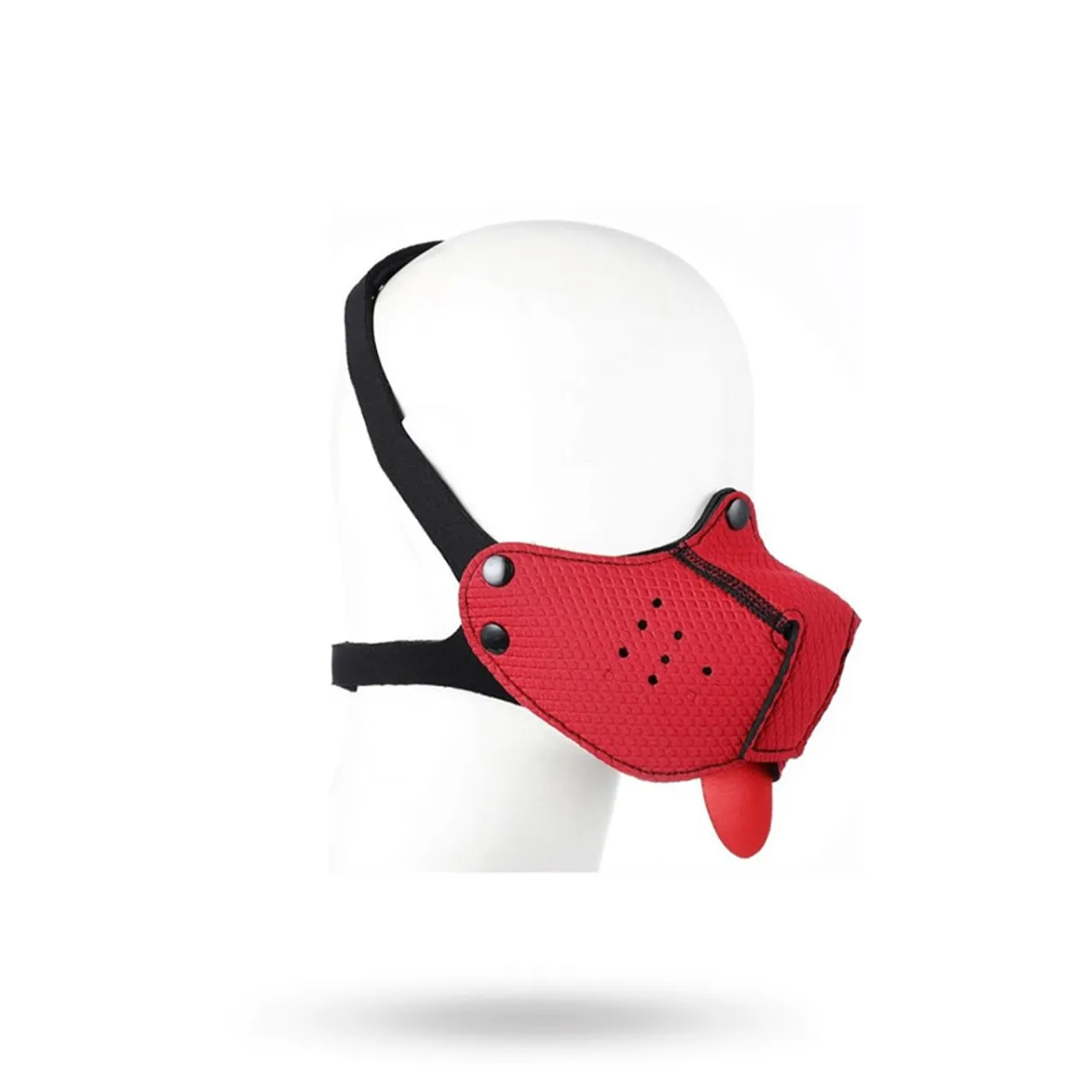 Red Puppy Neoprene Snout + Tongue BDSM mask