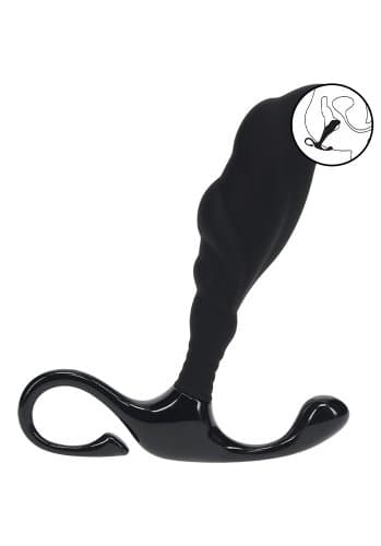 Rippled with Hard Loop Silicone Prostate Massager - S - Black