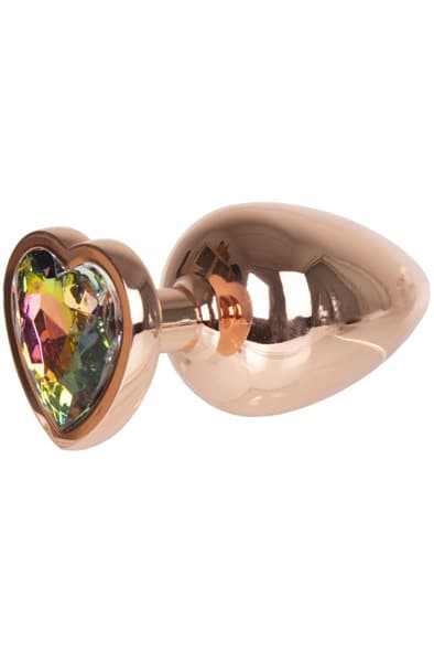 Metal Heart Plug Gold Rose - Large 8cm
