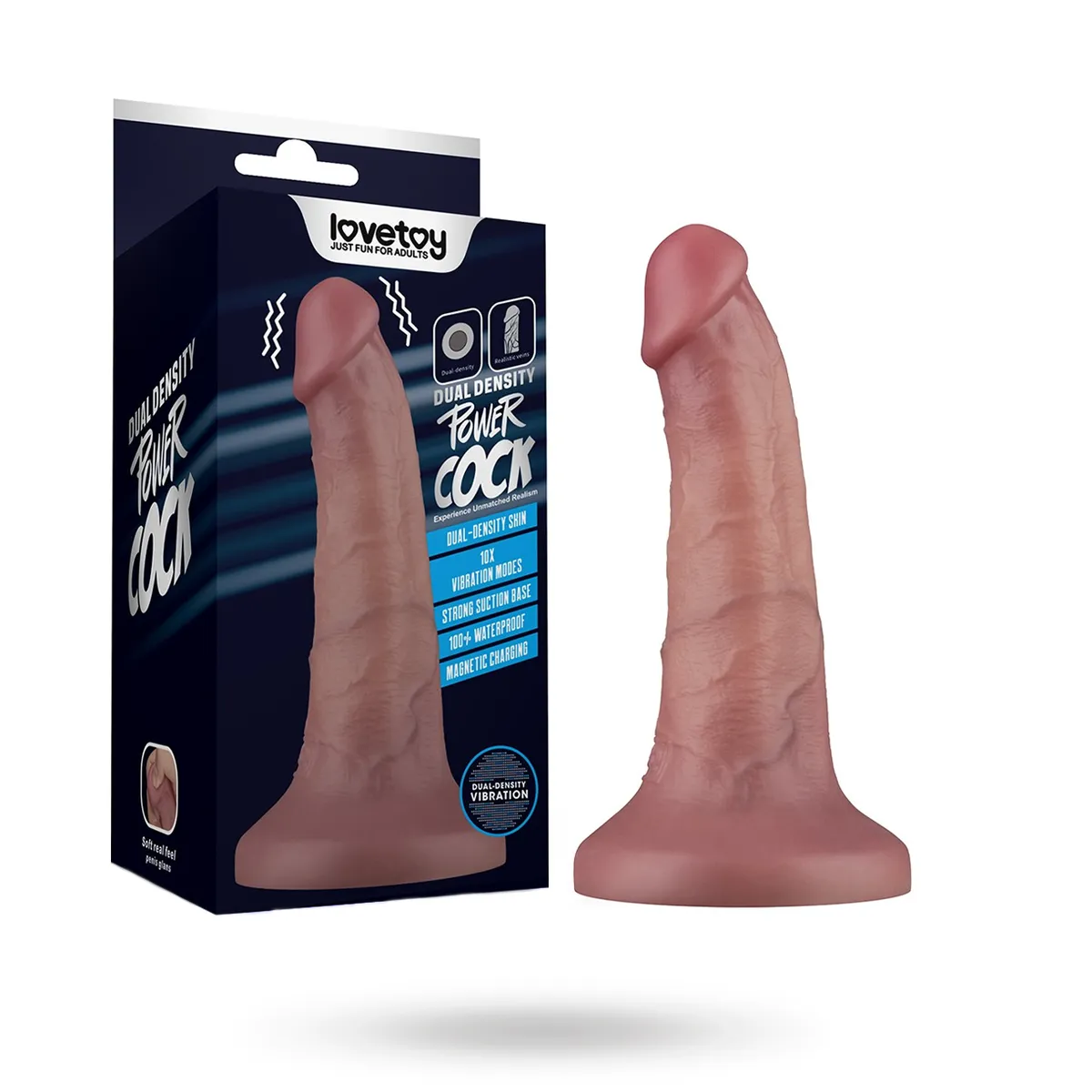 LoveToy: Vibrating Dual Density Power Cock, 16 cm