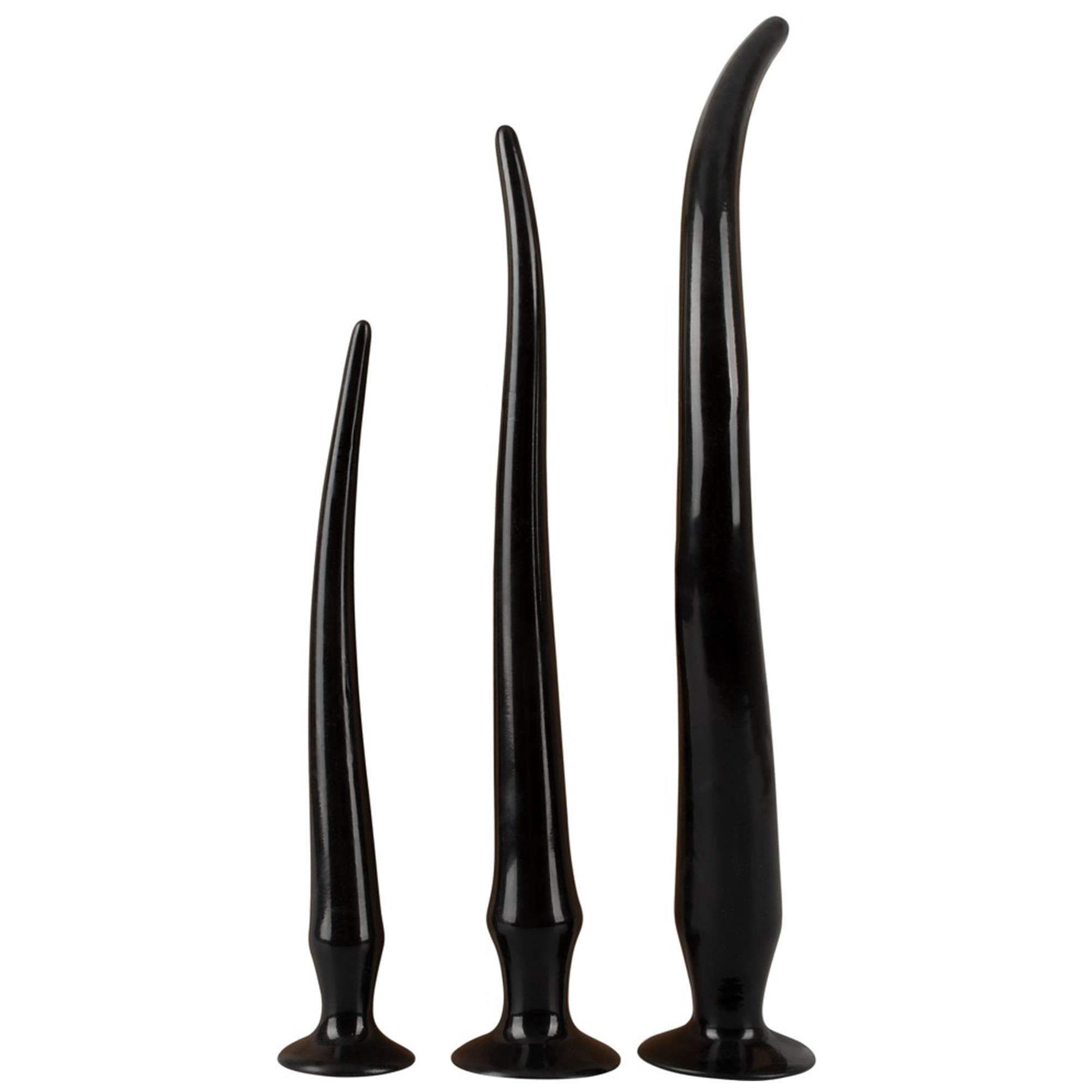 Super Long Flexible Butt Plug Set Black Extra lång analdildo
