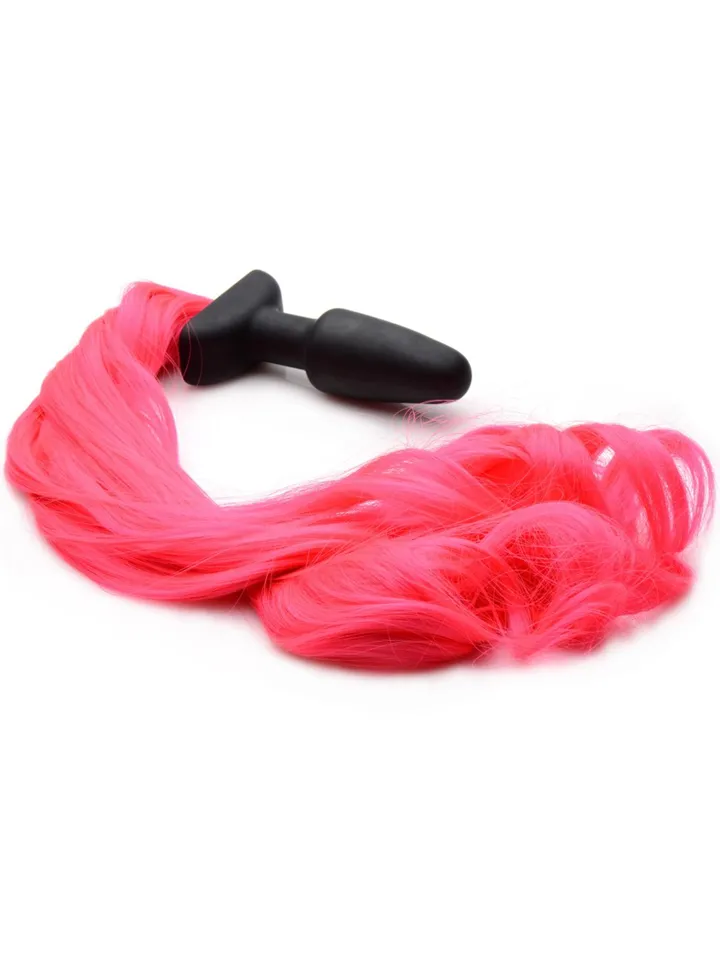Hot Pink Pony Tail Anal Plug Medium