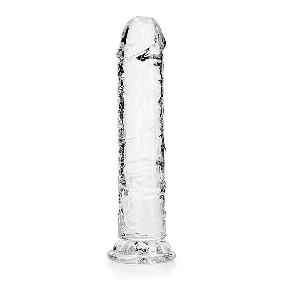 RealRock: Crystal Clear Straight Realistic Dildo, 20 cm, transparent