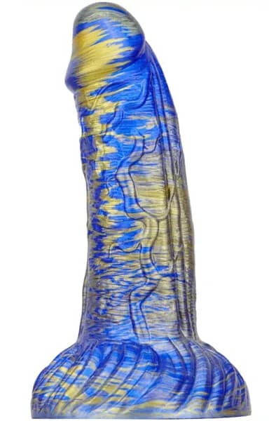 Metallic Fantasy Dildo Gentax Blue/Gold 18,5 cm