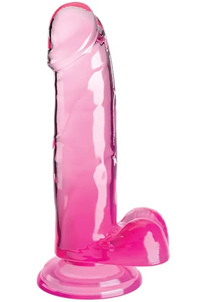 King Cock Clear: Dildo with Balls, 20 cm, rosa