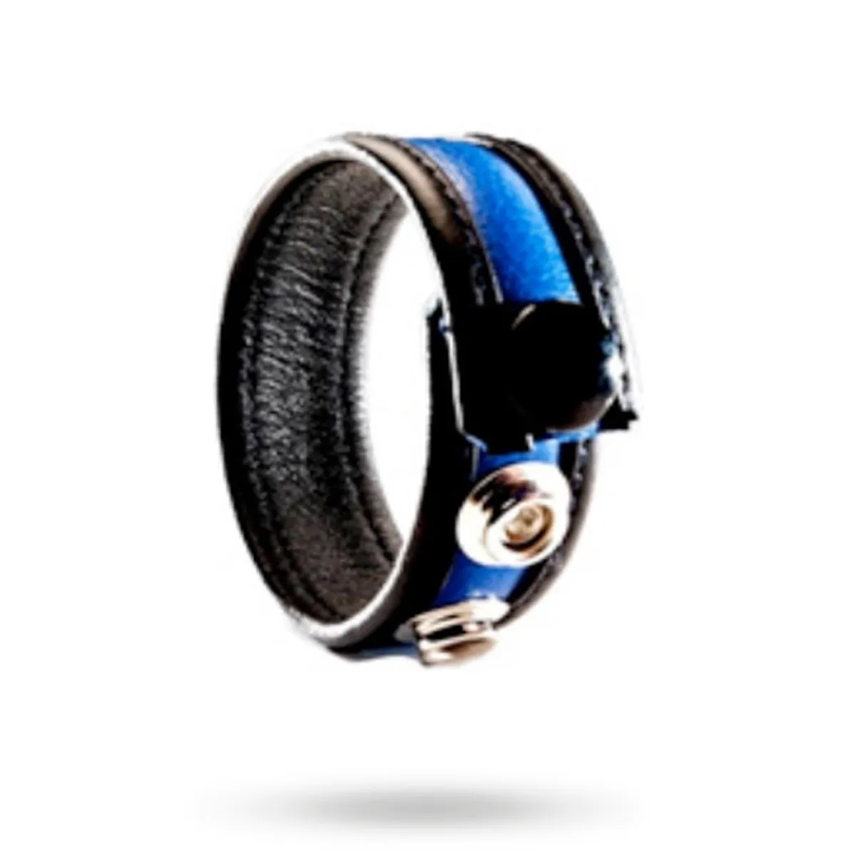 The Red Leather Cockring 3-snaps Black-Blue Penisring