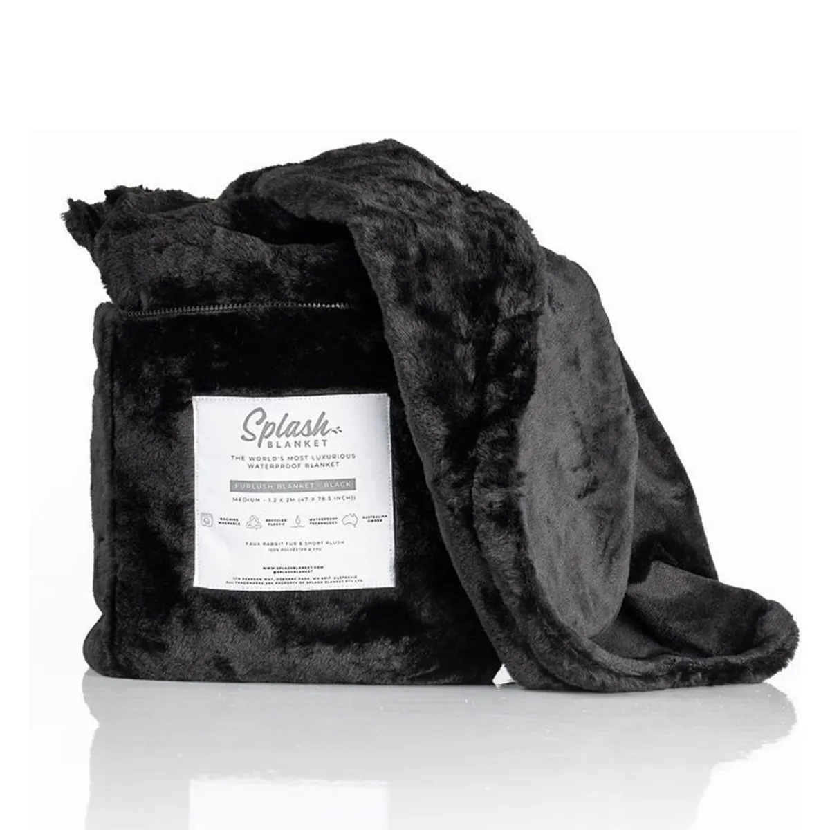 Splash Blanket Furlush Black On Black Medium