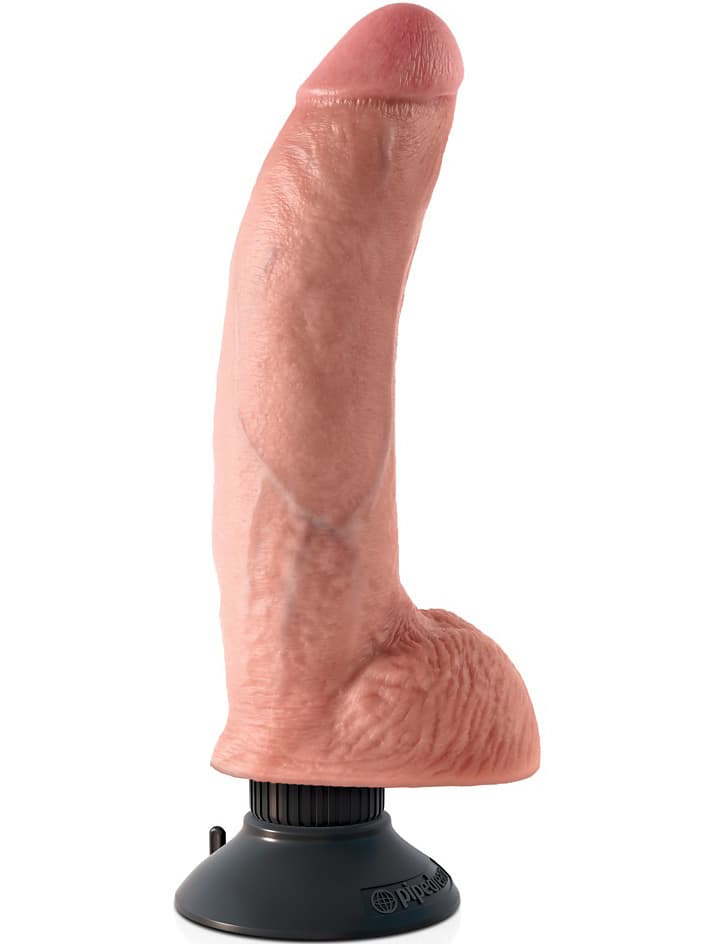 Vibrerande Dildo med Pung 20 cm - Ljus Hudfärg