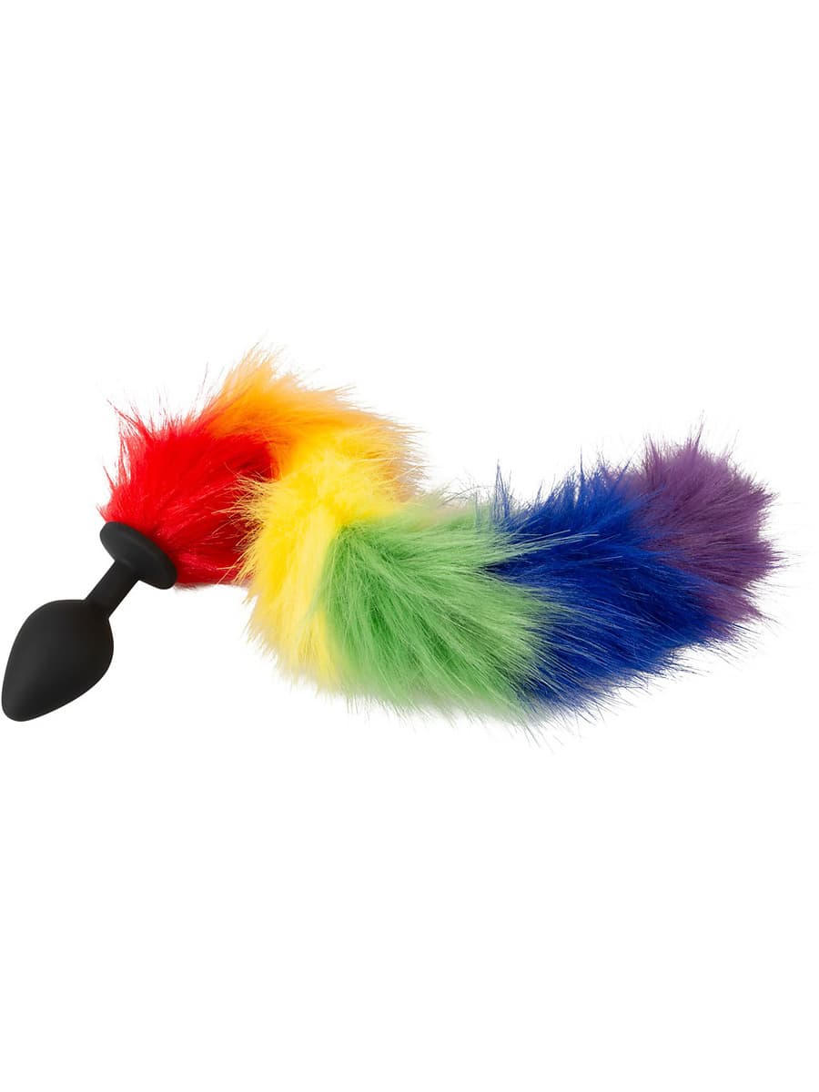 Fluffy Tail Butt Plug Rainbow