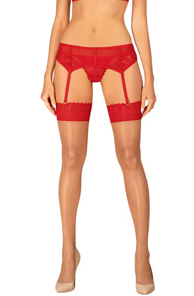 Obsessive Ingridia Stockings Red XS/S Strumpbyxor