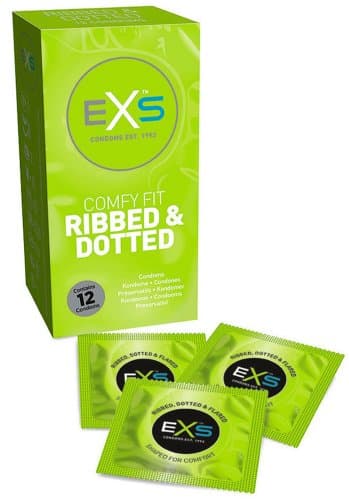 EXS Ribbed & Dotted: Kondomer, 12-pack