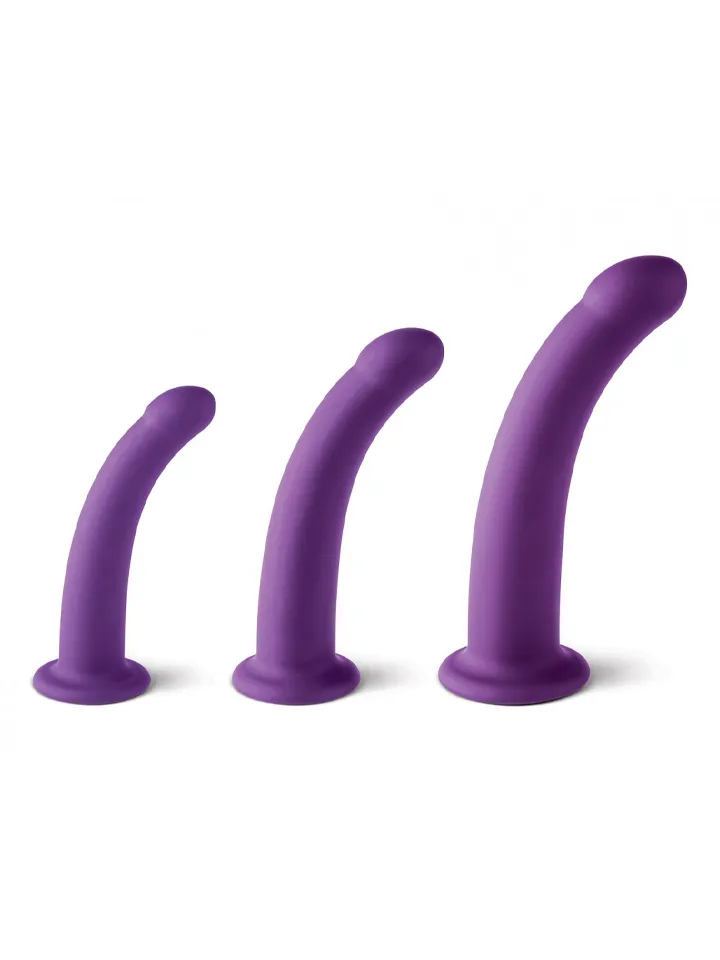Vergite Set Of 3 Silicone Dildos Purple